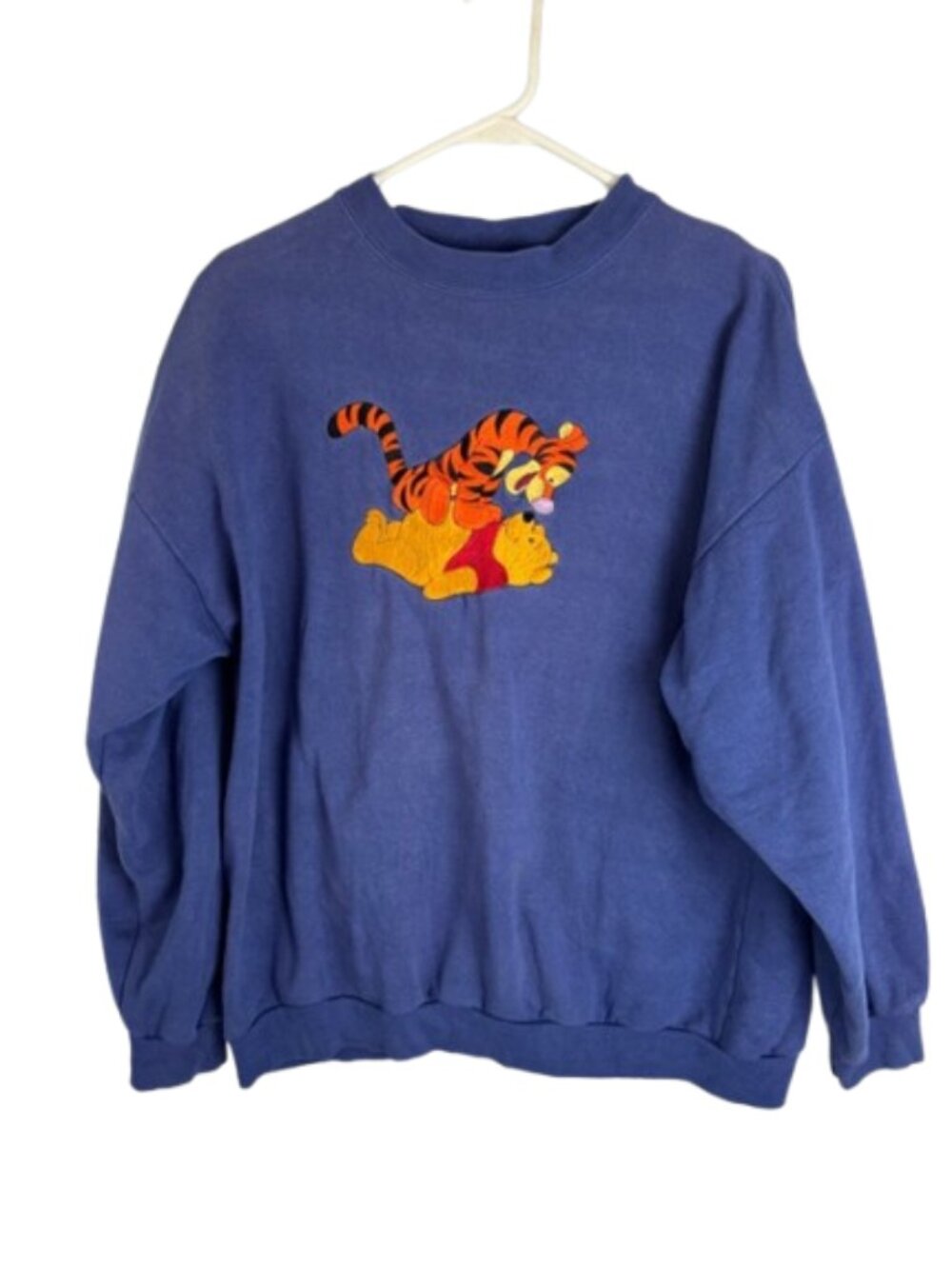 POOH Navy Crewneck Sweatshirt Tigger Winnie the Pooh Embroidered Sz XL Disney